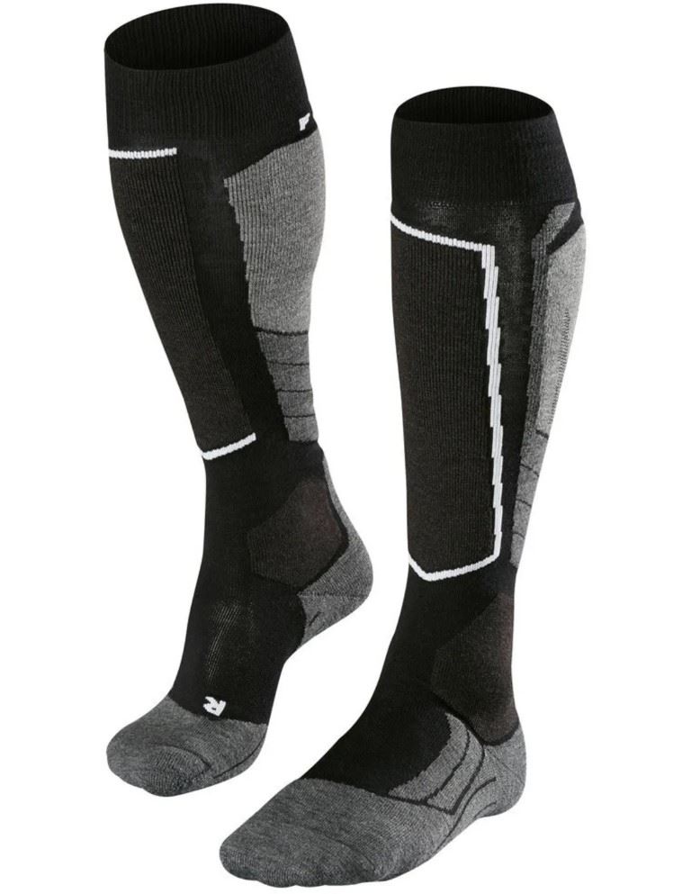 FALKE SK2 Intermediate Wool Skiën anti blaren, anti zweet merino wol wintersportsokken heren zwart - Maat 42-43